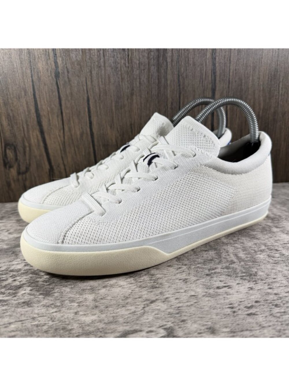 Rothy’s The Lace Up Sneakers Shoes Women’s Size 9 Vanilla Textile Stretch Cuff - Picture 2 of 10